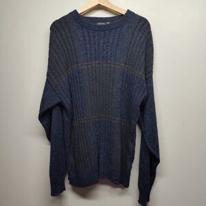 Haagar Knit Sweater Men Sze XL Blue Sophisticated Preppy Grandpacore Fall Winter